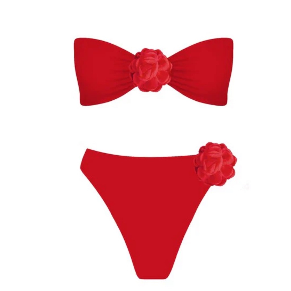 Red Floral Bikini Set